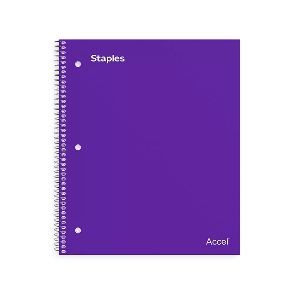 Staples Subject Notebooks<Premium 1-Subject Notebook, 8" x 10.5", Wide Ruled, 100 Sheets, Purple, 12 Notebooks/Carton (TR20960CT)