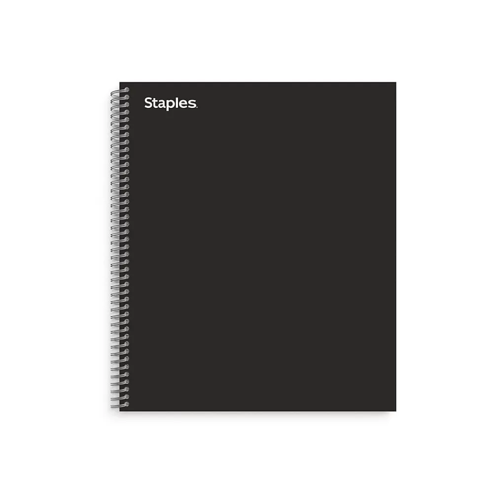 Staples Subject Notebooks<® Premium 1-Subject Subject Notebooks, 8.5" x 11", College Ruled, 100 Sheets, Black (TR58355M-CC)