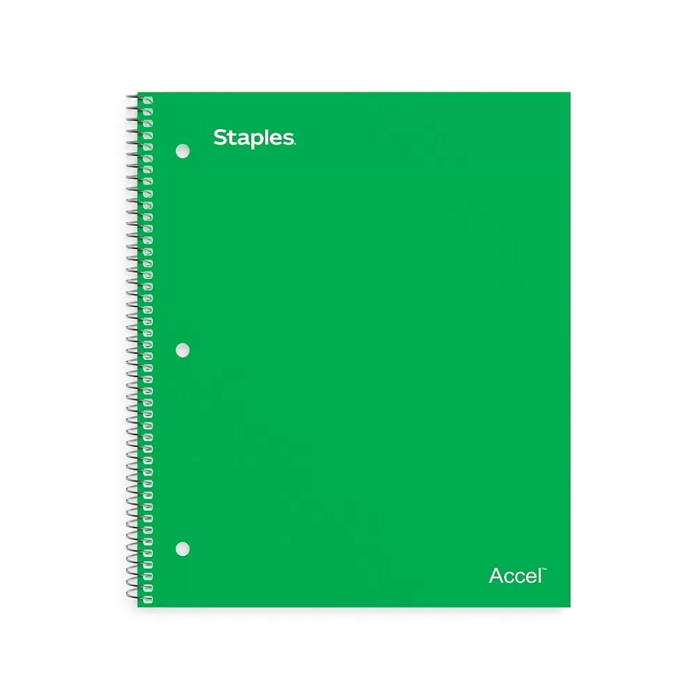 Staples Subject Notebooks<® Premium 1-Subject Subject Notebooks, 8.5" x 11", College Ruled, 100 Sheets, Green, 12/Carton (ST51451CT)