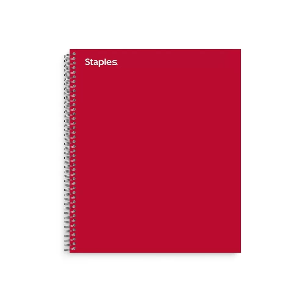 Staples Subject Notebooks<® Premium 3-Subject Subject Notebooks, 8.5" x 11", College Ruled, 150 Sheets, Red (TR58361M-CC)