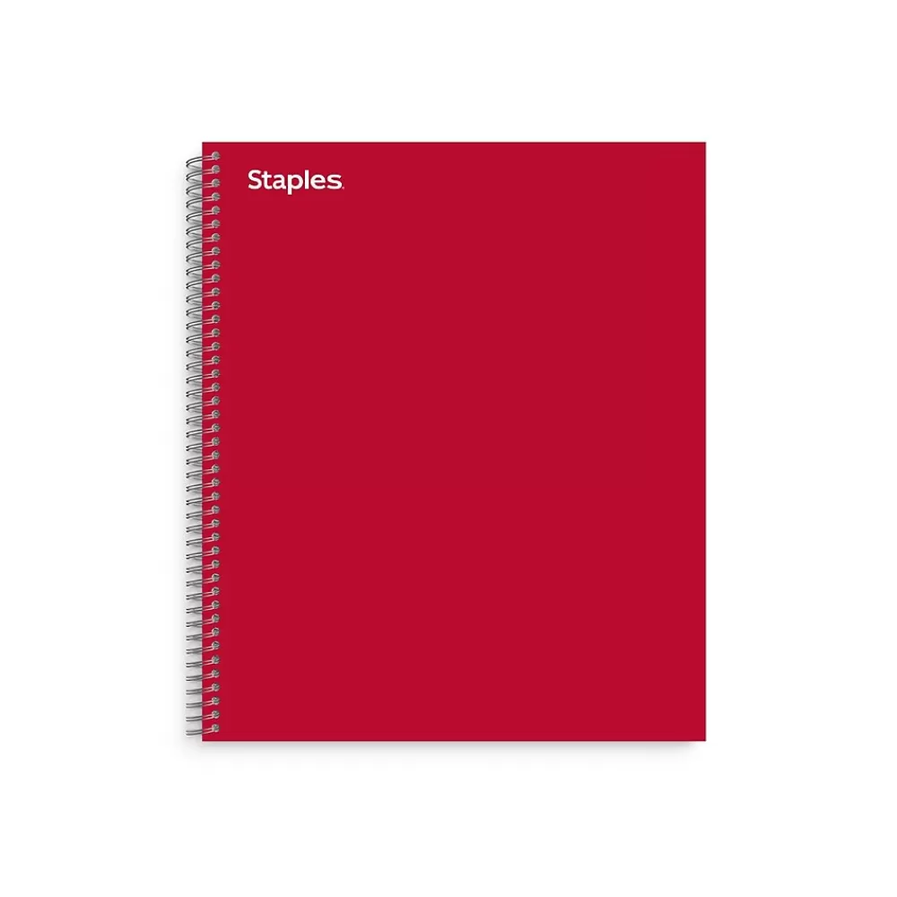 Staples Subject Notebooks<® Premium 1-Subject Subject Notebooks, 8.5" x 11", College Ruled, 100 Sheets, Red (TR58357M-CC)