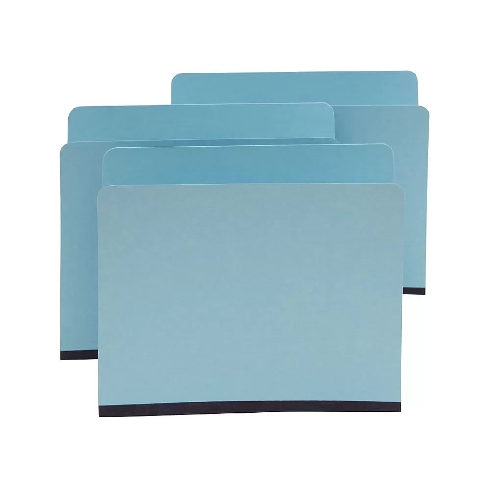 Staples File Folders<Pressboard File Folders, Single Tab, Letter, Blue, 25/Box