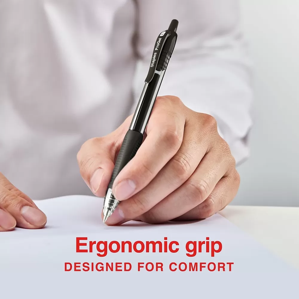Staples Pens<ProGel™ Retractable Gel Pen, Fine Point, 0.7mm, Black Ink, Dozen (ST62095)