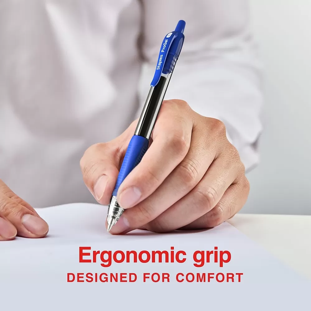 Staples Pens<ProGel™ Retractable Gel Pen, Fine Point, 0.7mm, Blue Ink, 36/Pack (ST62108)