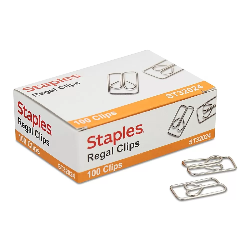 Staples Clips & Fasteners<® Regal #2 Paper Clips, Silver, 100/Box (72120)