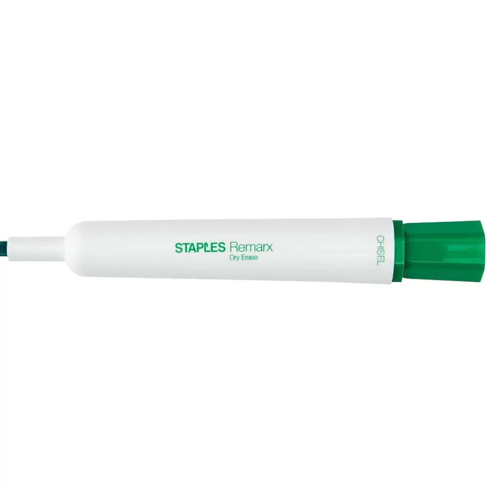 Staples Markers<Remarx Dry Erase Markers, Broad Point, Green, 12/Pack (18889)