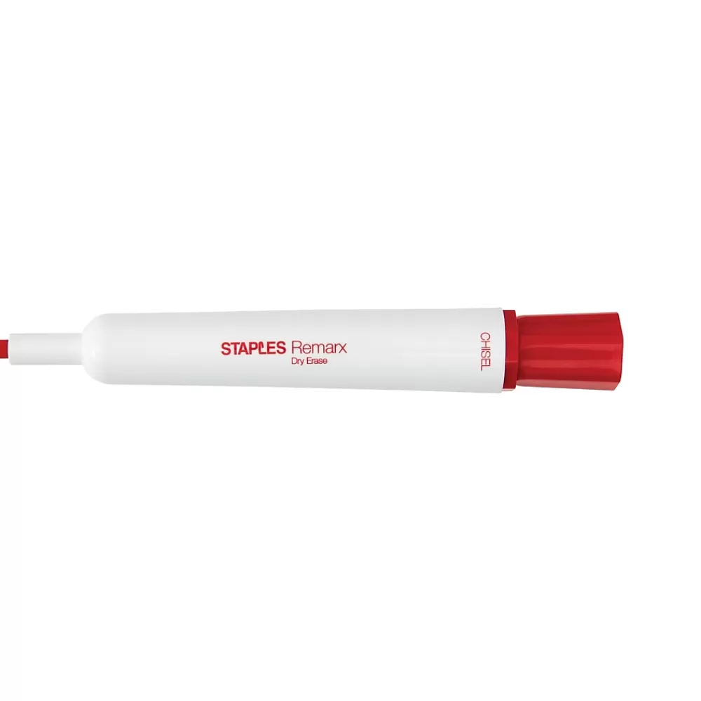 Staples Markers<Remarx Dry Erase Markers, Broad Point, Red, 12/Pack (18887)