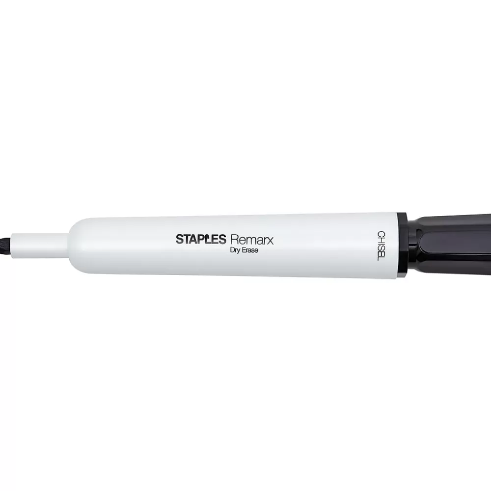 Staples Markers<Remarx Dry Erase Markers, Chisel Point, Black, 4/Pack (29210)