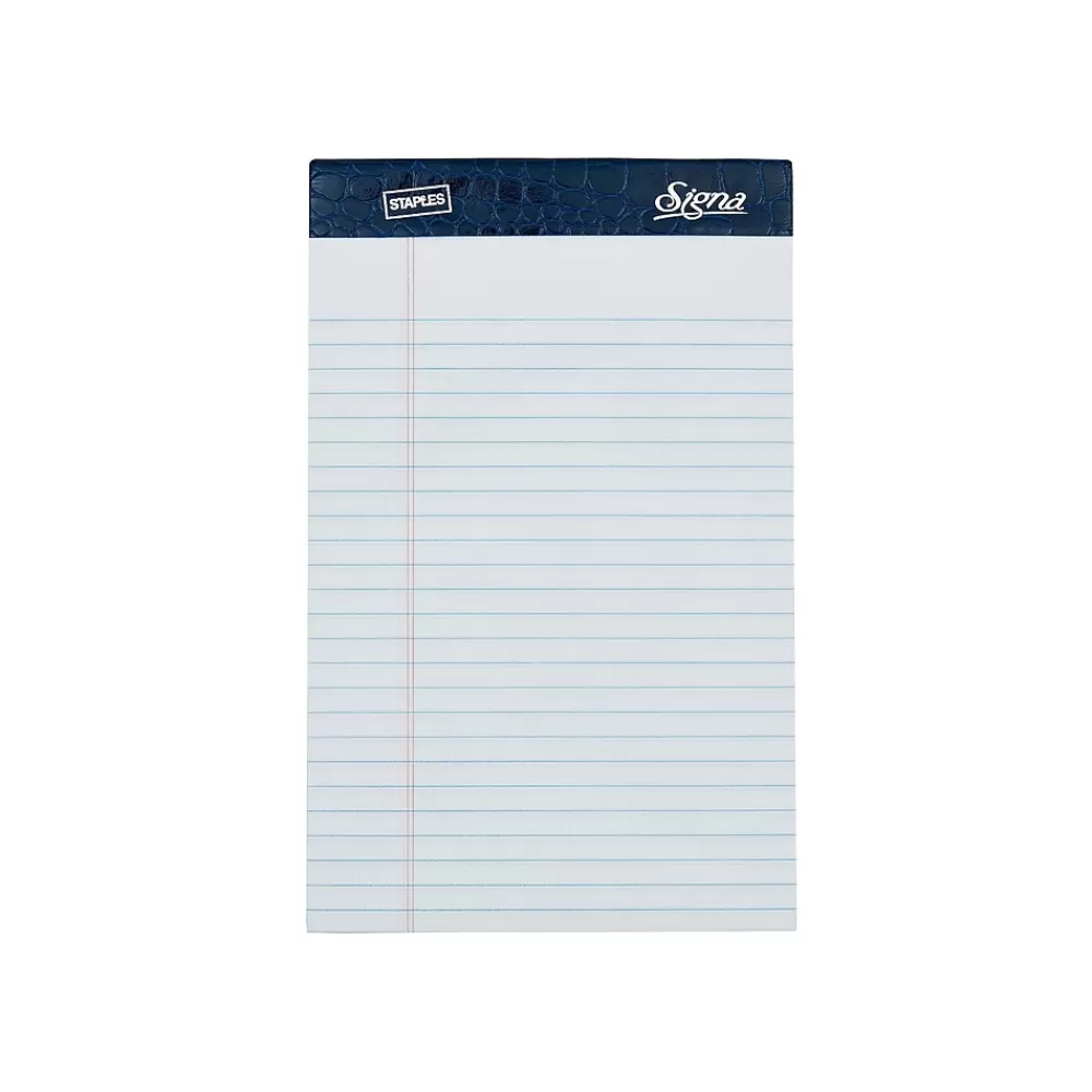 Staples Notepads<Signa Notepads, 5" x 8", Wide Ruled, White, 50 Sheets/Pad, 12 Pads/Pack (18128/18128STP)