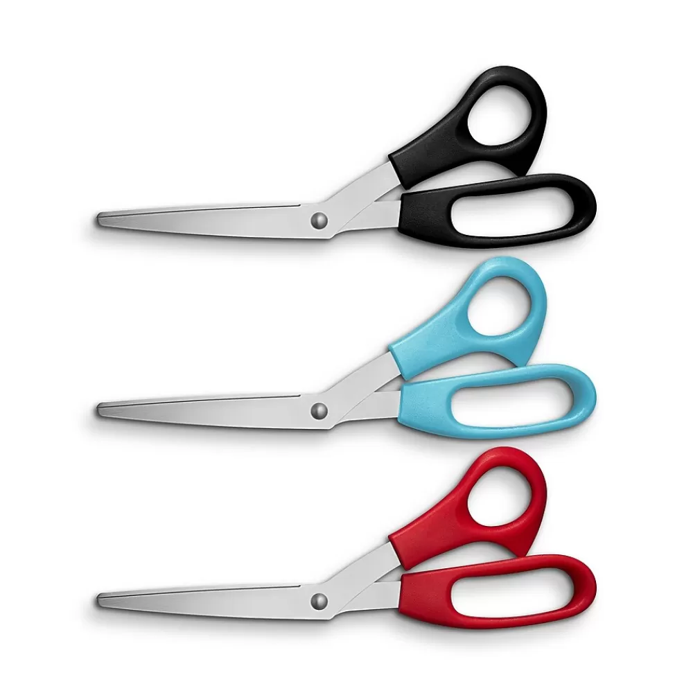 Staples Scissors<Stainless Steel General Purpose Scissors, Pointed Tip, Assorted Colors, 3/Pack (52748)