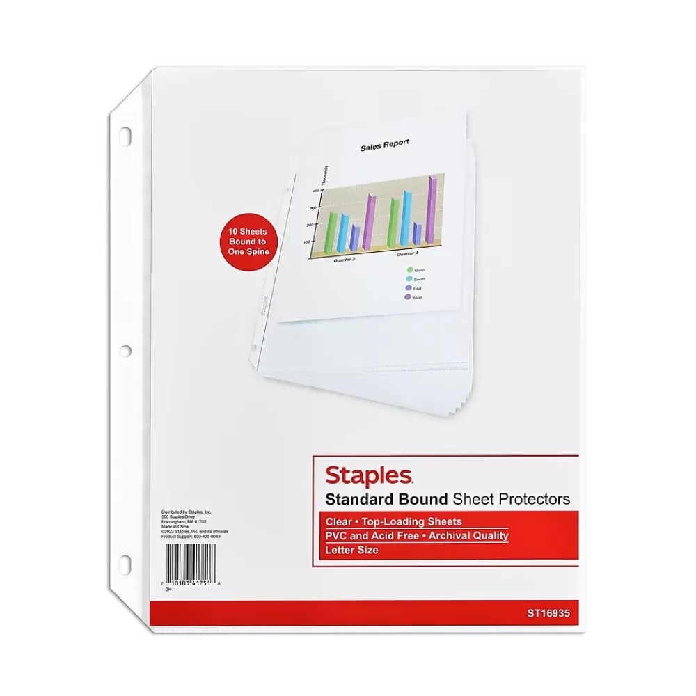 Staples Sheet Protectors<Standard Weight Sheet Protector, 8.5" x 11", Clear (16935)