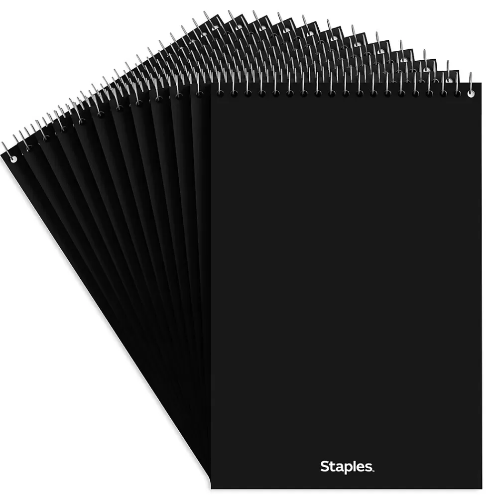 Staples Notepads<Steno Pad, 6" x 9", Gregg Ruled, White, 80 Sheets/Pad, Dozen (ST57354/TR57354)