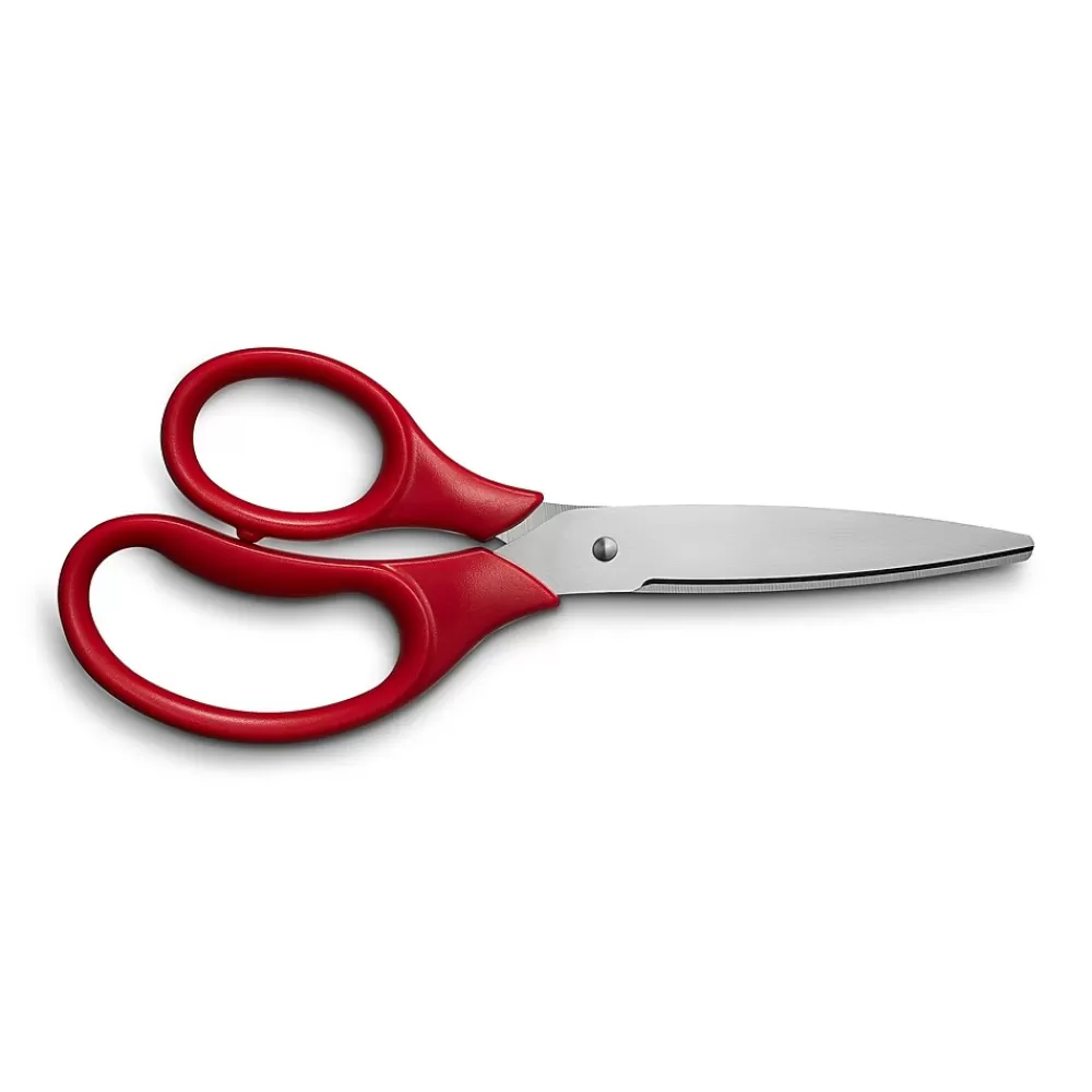 Staples Scissors<Student 7" Stainless Steel Scissors, Pointed Tip, Red (TR55049)