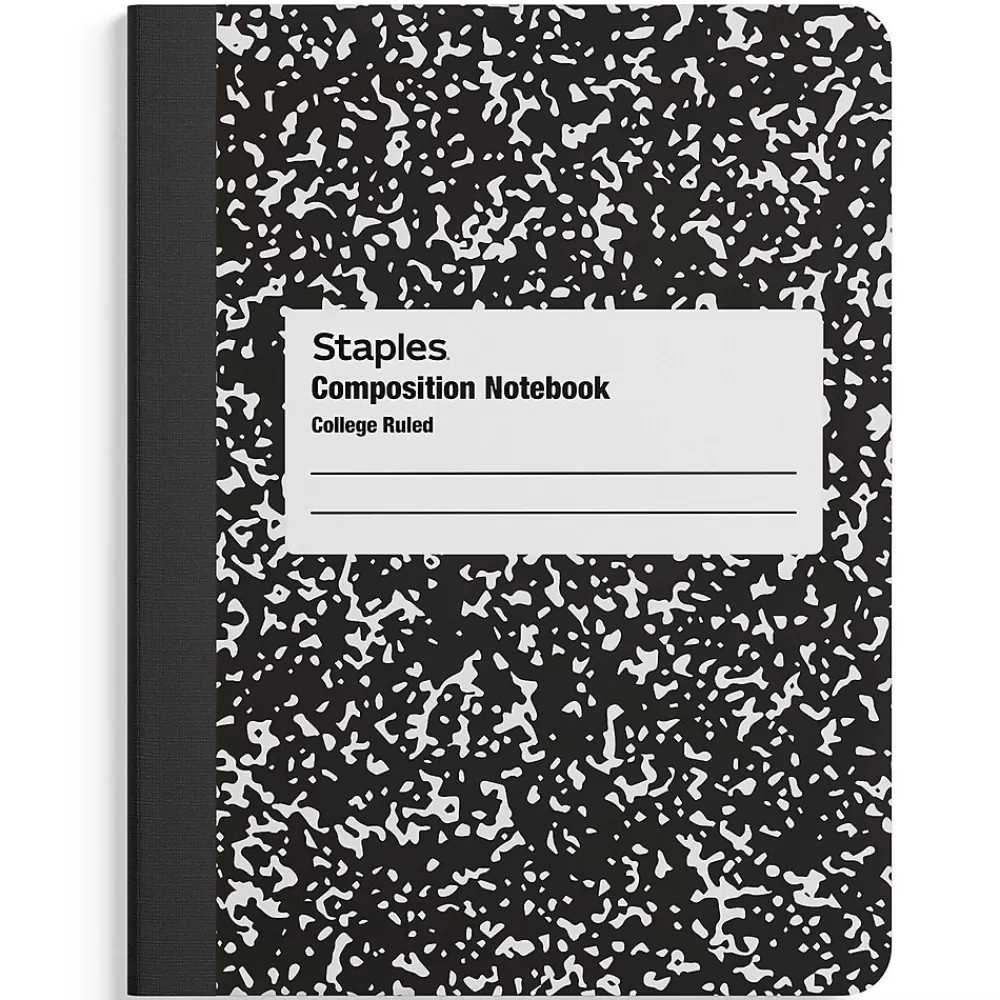 Staples Composition Notebooks<1-Subject Composition Notebook, 7.5" x 9.75", College Ruled, 100 Sheets, Black (ST55064C)
