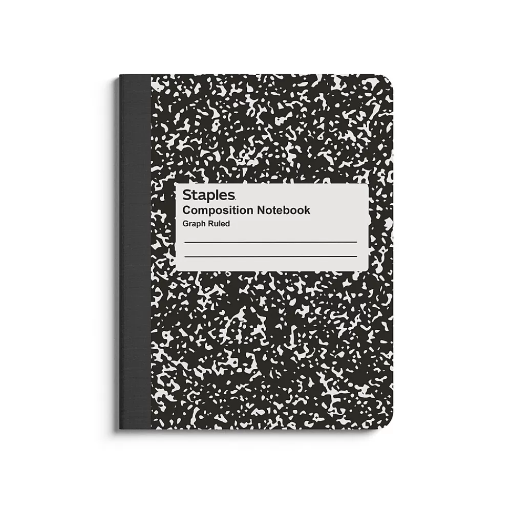 Staples Notebooks<1-Subject Composition Notebook, 7.5" x 9.75", Graph Ruled, 80 Sheets, Black (ST55072C)