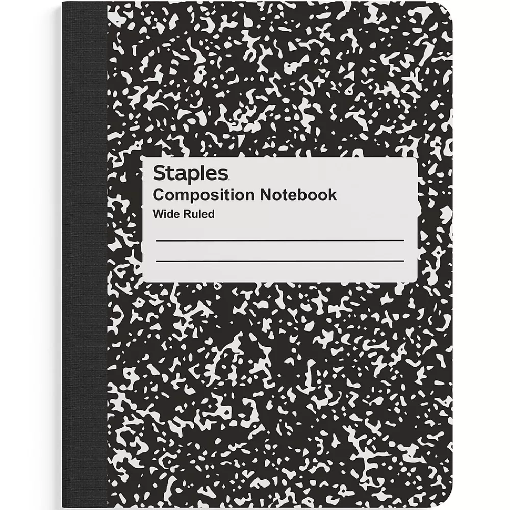 Staples Notebooks<1-Subject Composition Notebook, 7.5" x 9.75", Wide Ruled, 100 Sheets, (ST55076C)