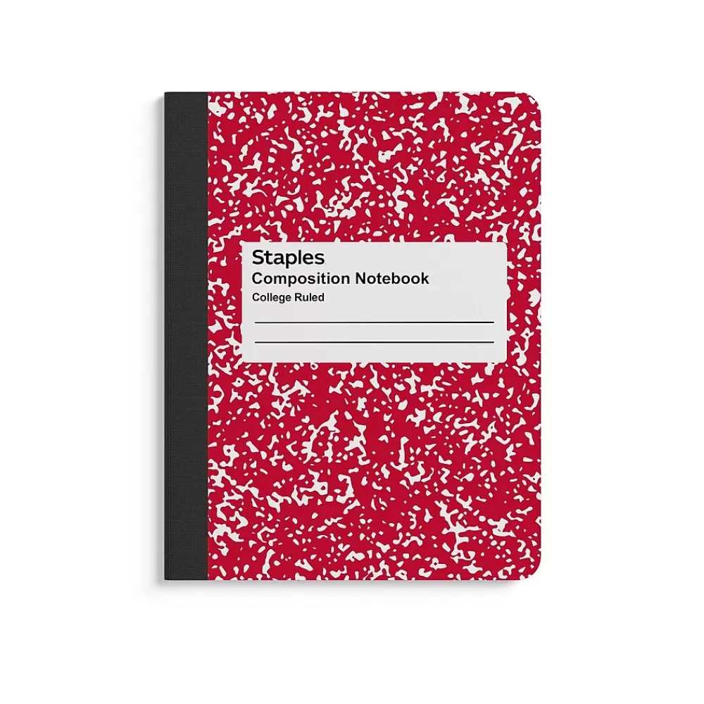 Staples Notebooks<1-Subject Composition Notebooks, 7.5" x 9.75", College Ruled, 100 Sheets, Assorted Colors, 48/Carton (TR55063MCT)