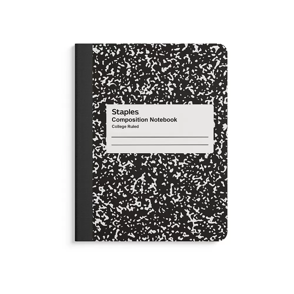 Staples Notebooks<1-Subject Composition Notebooks, 7.5" x 9.75", College Ruled, 100 Sheets, , 4/Pack (ST58371C)