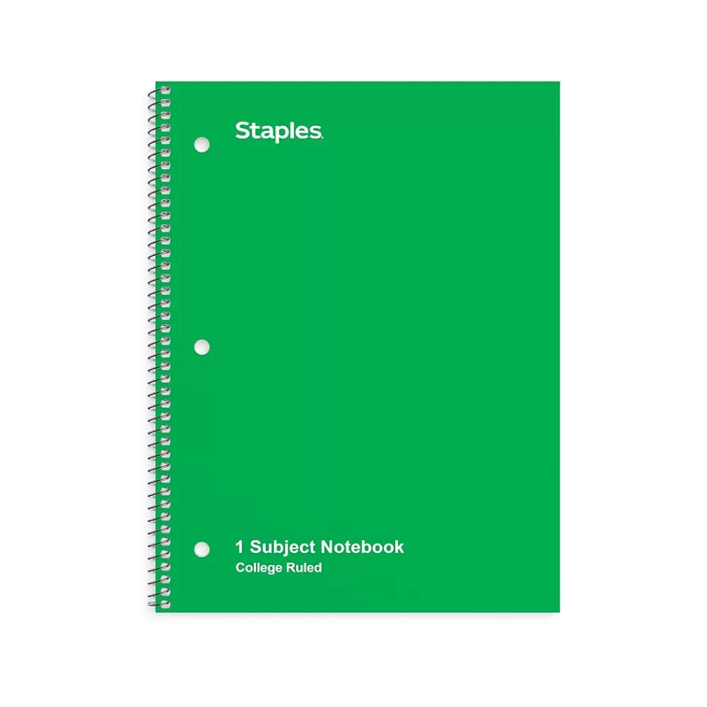 Staples Subject Notebooks<1-Subject Notebook, 8" x 10.5", College Ruled, 70 Sheets, (TR27502)