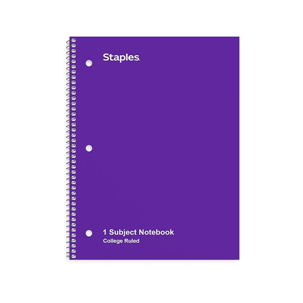 Staples Subject Notebooks<1-Subject Notebook, 8" x 10.5", College Ruled, 70 Sheets, (TR27501)