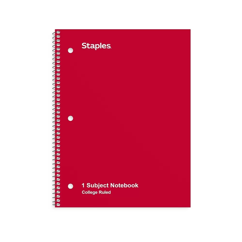 Staples Notebooks<1-Subject Notebook, 8" x 10.5", College Ruled, 70 Sheets, (TR27503)