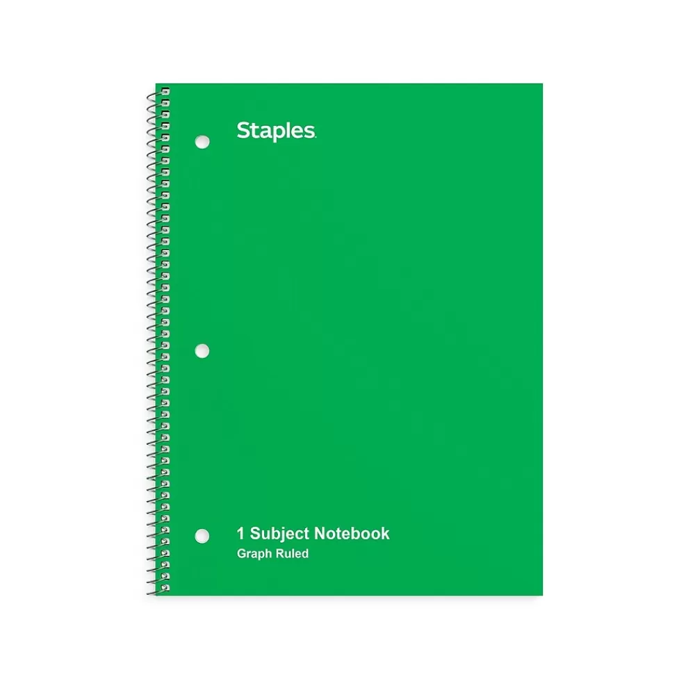 Staples Notebooks<1-Subject Notebook, 8" x 10.5", Graph Ruled, 70 Sheets, (ST23987C)