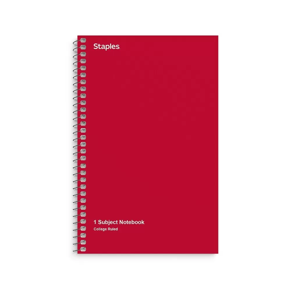 Staples Subject Notebooks<1-Subject Notebooks, 5" x 7.75", College Ruled, 80 Sheets, Assorted Colors, 3/Pack (ST11670C)