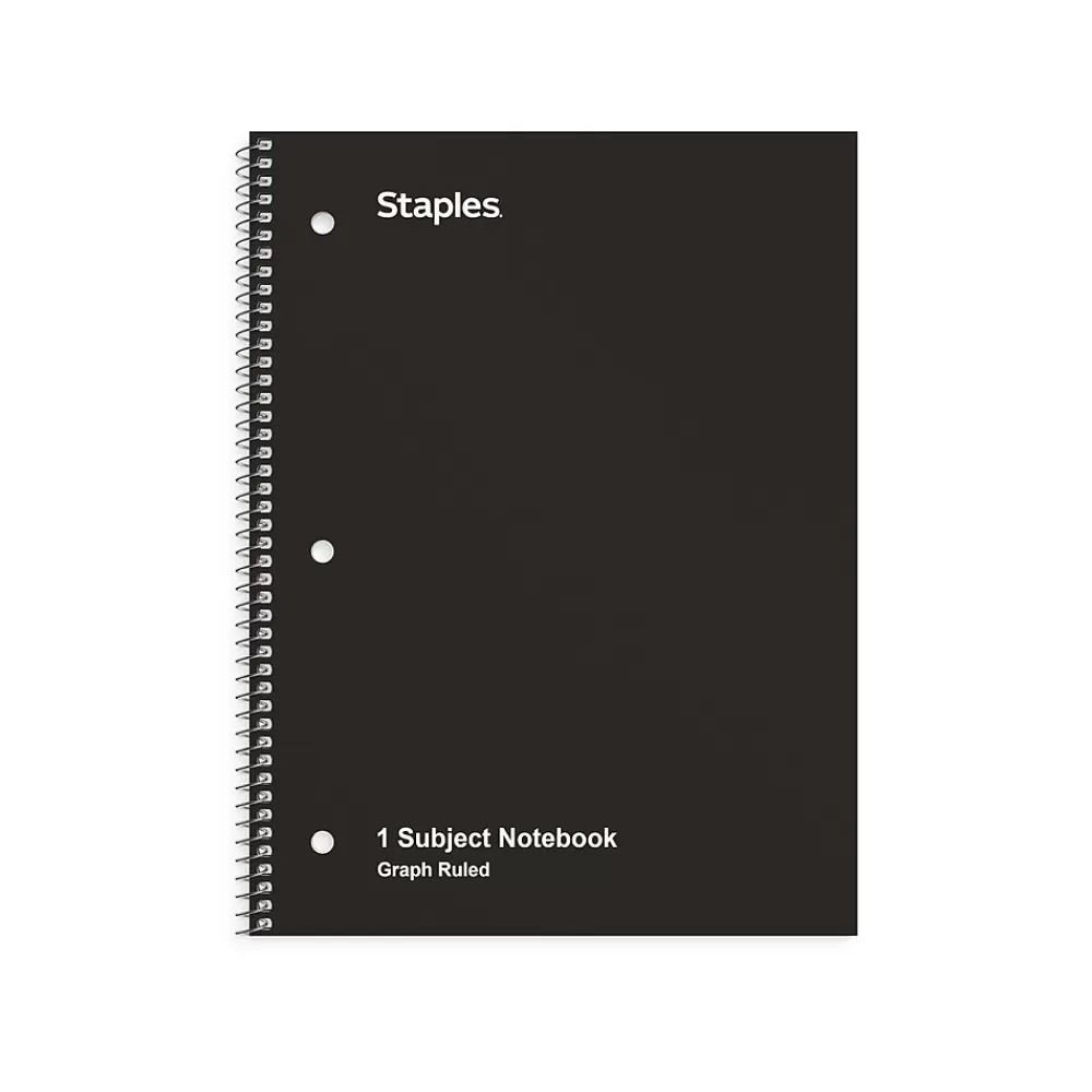 Staples Subject Notebooks<1-Subject Notebooks, 8" x 10.5", Graph Ruled, 70 Sheets, (ST23986C)