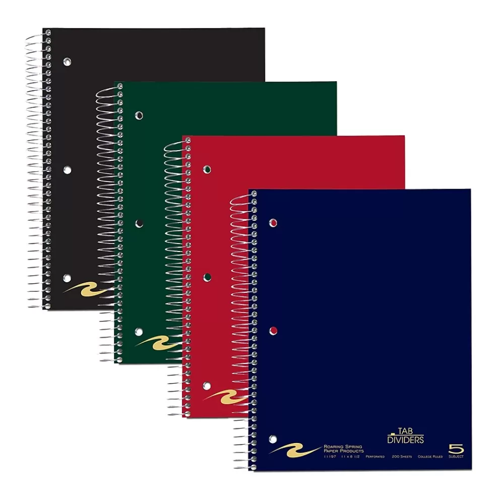 Staples Subject Notebooks<5-Subject Subject Notebooks, 8.5" x 11", College Ruled, 200 Sheets (11197)