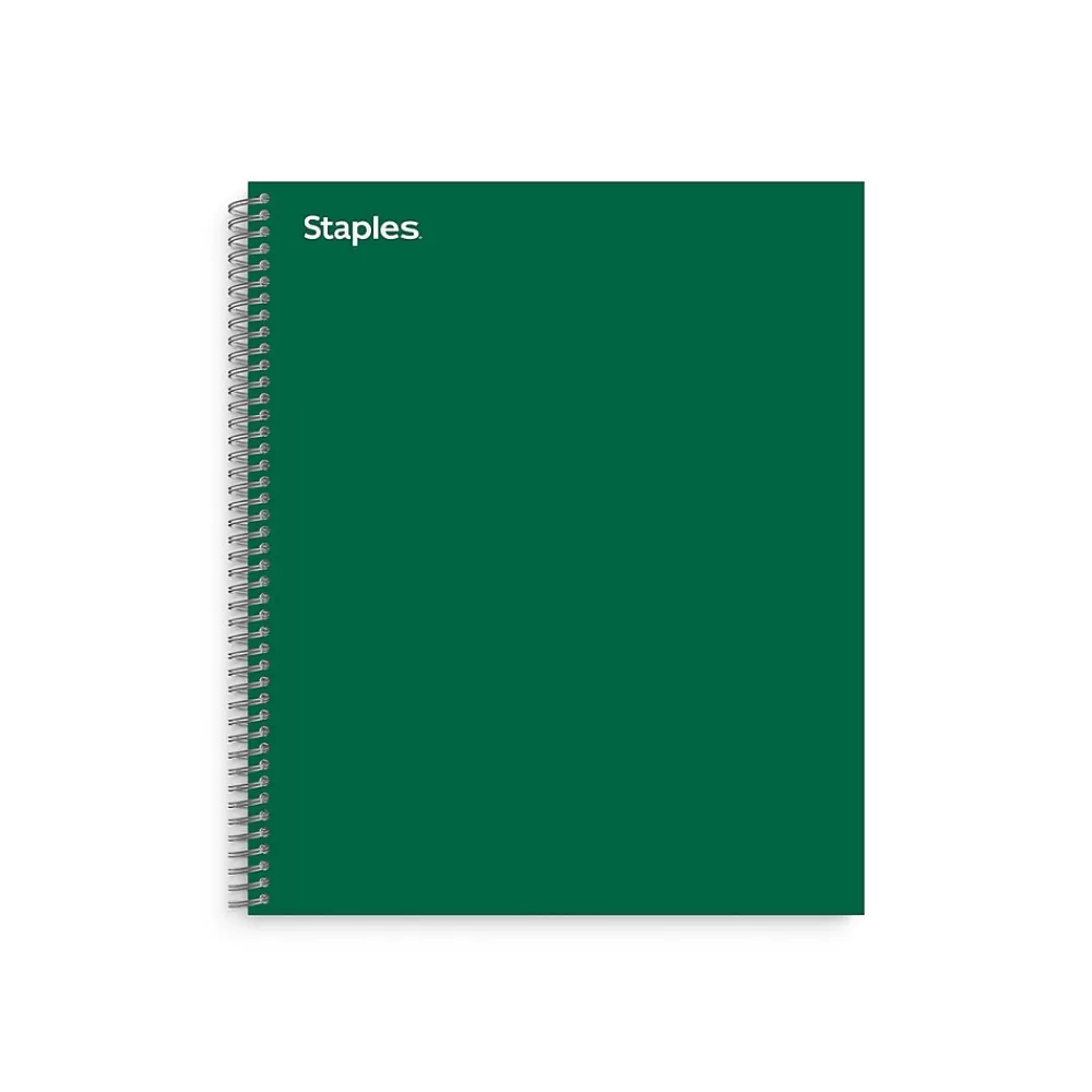 Staples Subject Notebooks<® 1-Subject Subject Notebooks, 8.5" x 11", College Ruled, 100 Sheets, Green (TR58358M-CC)