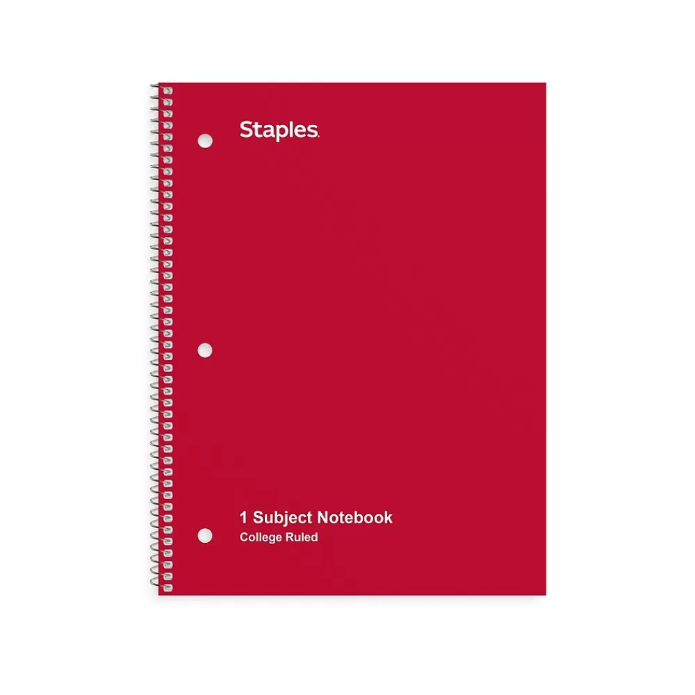 Staples Subject Notebooks<® 1-Subject Subject Notebooks, Other, College Ruled, 100 Sheets, Black (42077M)