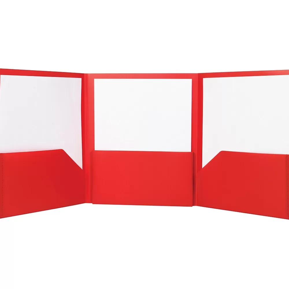 Staples Pocket Folders<Tri-Fold Folders, Red, 5/Pack (23300)