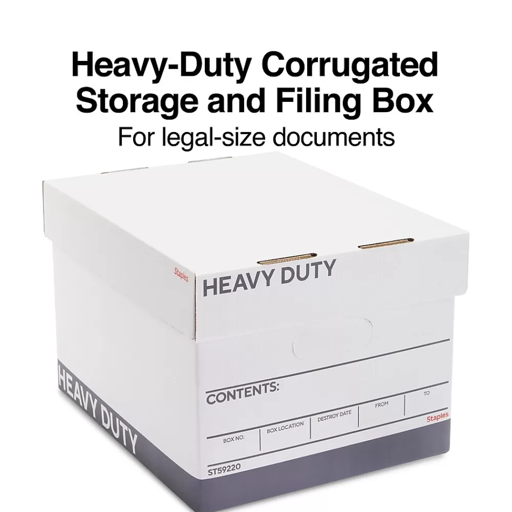 Staples File Storage<Triple Wall Heavy Duty File Box, Lift Off Lid, Letter/Legal, White/Gray, 12/Carton (TR59220)