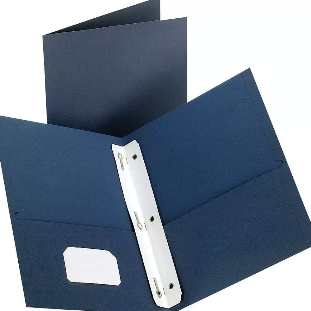 Staples Pocket Folders<® Twin-Pocket Portfolios with Fasteners, Dark Blue, 10/Pk, 20 Packs/Ct