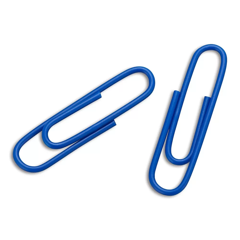 Staples Clips & Fasteners<® Vinyl-Coated Paper Clips, Blue, #1, 100/Pk