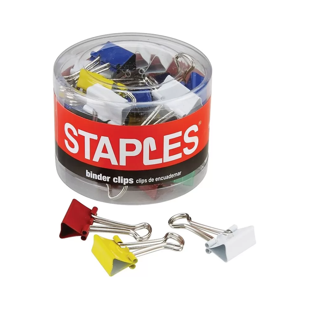 Staples Clips & Fasteners<0.5"W Binder Clips, Micro, Assorted, 100/Pack (15346)