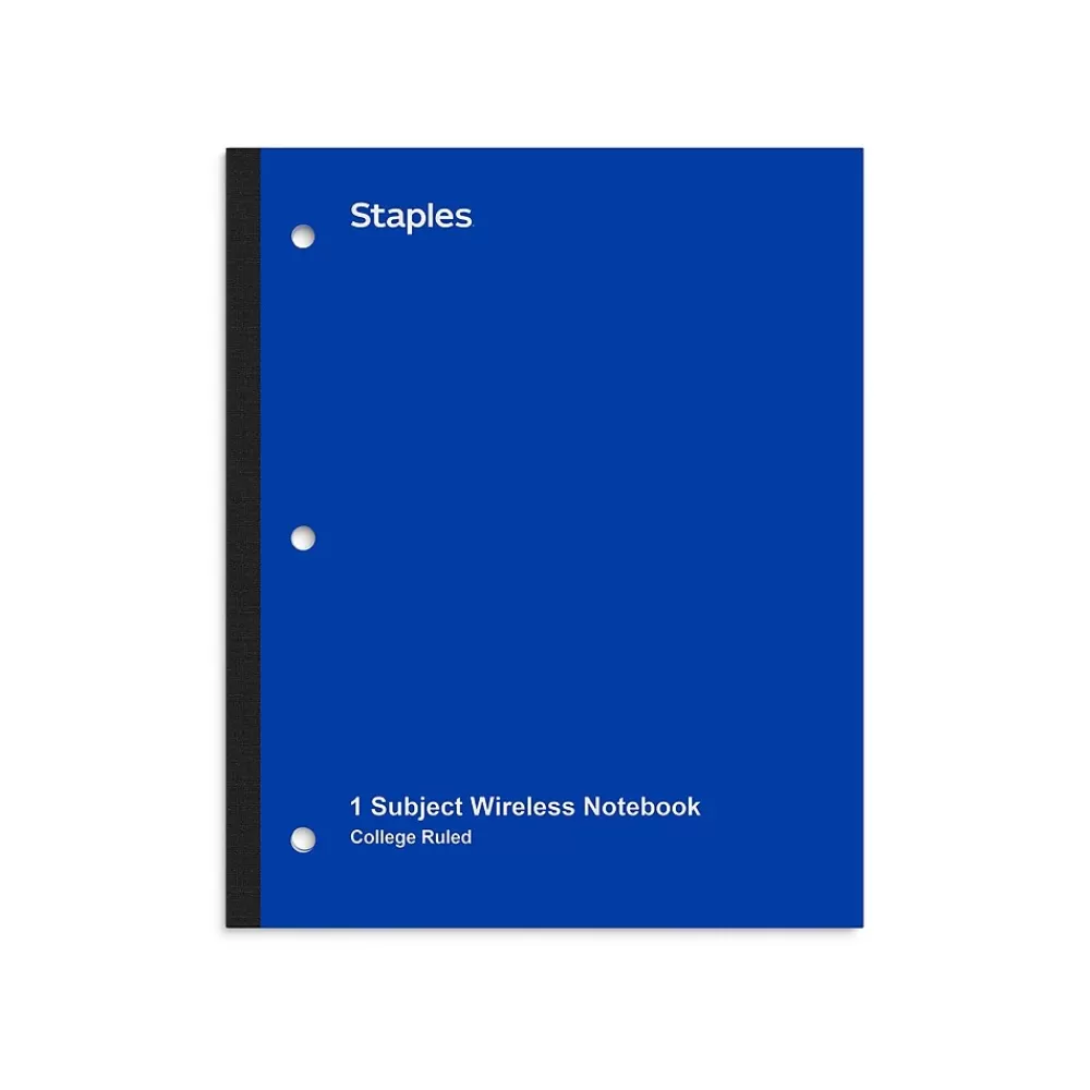 Staples Subject Notebooks<Wireless 1-Subject Notebook, 8.5" x 11", College Ruled, 80 Sheets, (TR58378)