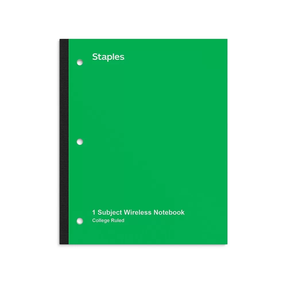 Staples Subject Notebooks<Wireless 1-Subject Notebook, 8.5" x 11", College Ruled, 80 Sheets, (ST58380C)