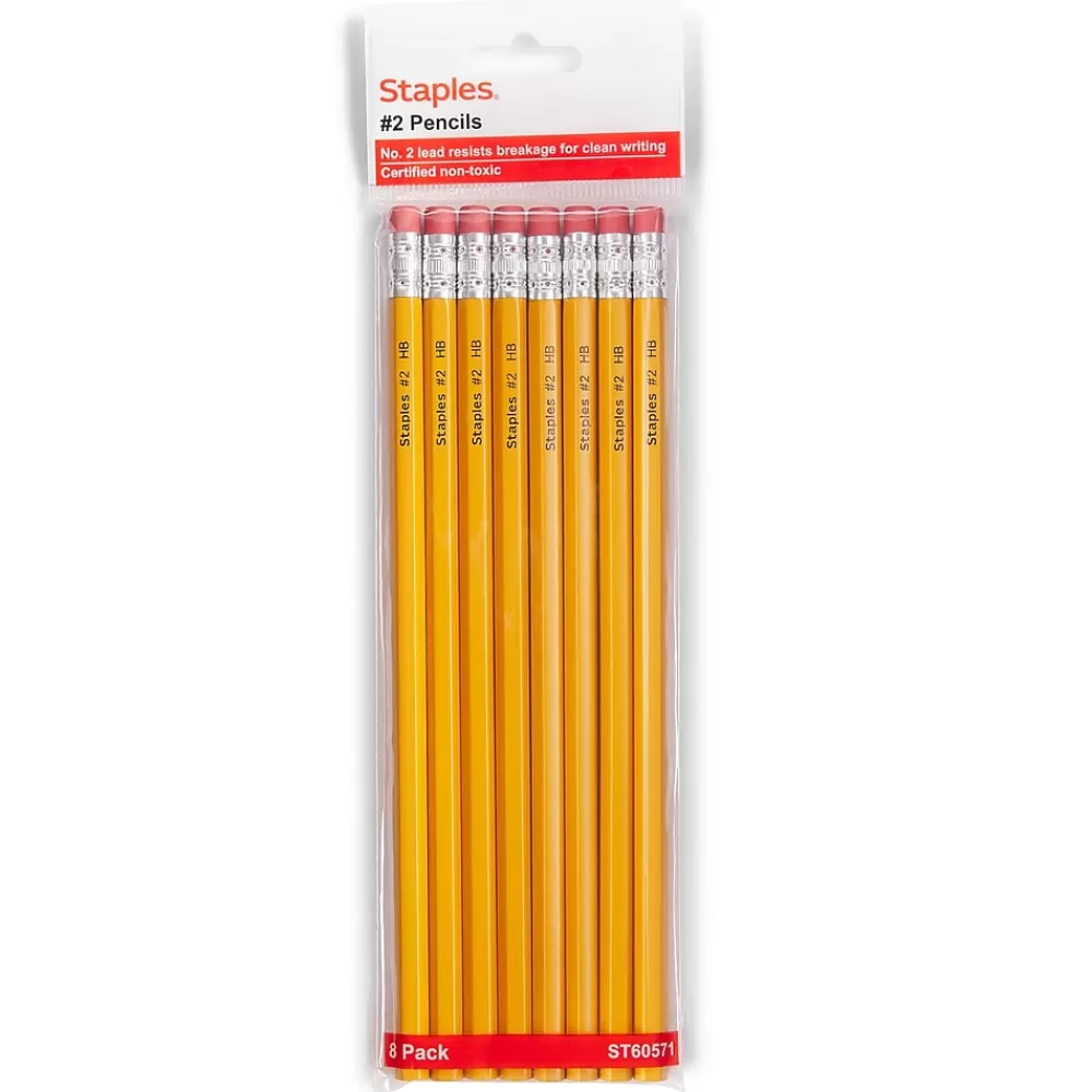 Staples Pencils<® Wooden Pencil, 2.2mm, #2 Medium Lead, 8/Pack (ST60571-US)