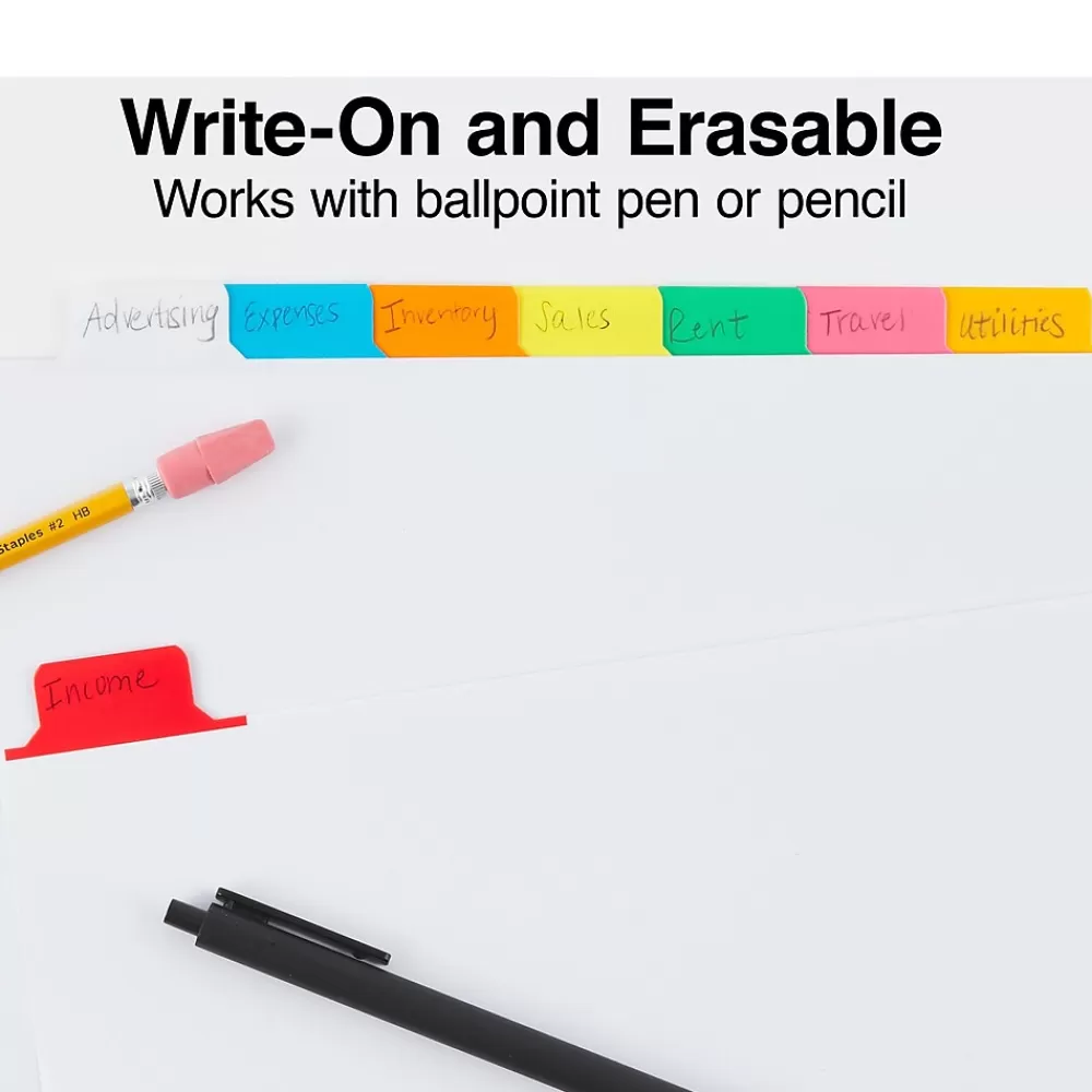Staples Dividers<Write-On Write & Erase Paper Divider, 8 Tabs, White/White Tabs, 4 Sets (13510/23178)