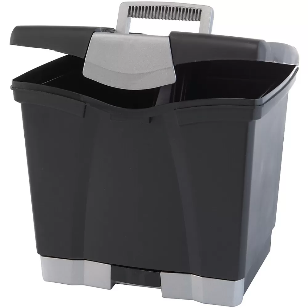 Storex File Storage<File Box with Pull-Out Tray, Letter Size, Black (61523E02C)