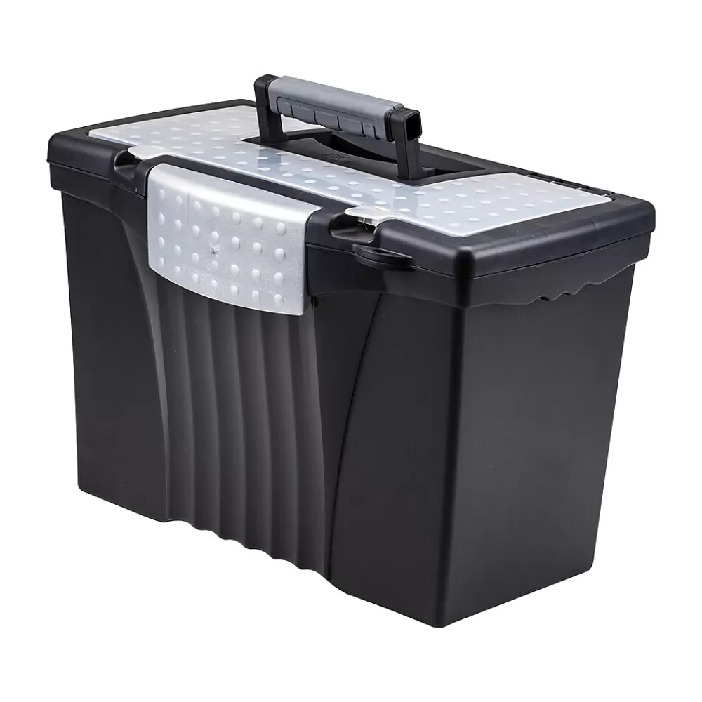 Storex File Storage<File Storage Box with Organizer Lid, Letter/Legal Size, Black (61510U01C)