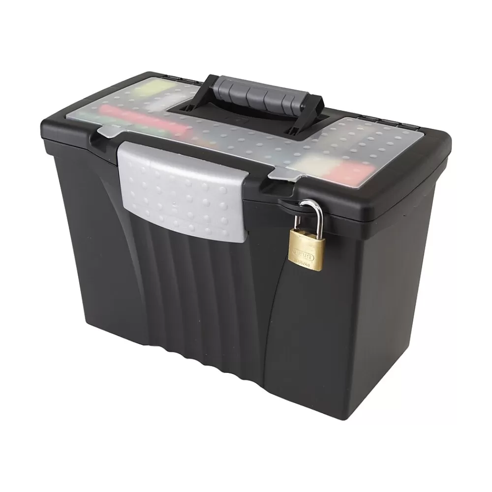 Storex File Storage<File Storage Box with Organizer Lid, Letter/Legal Size, Black (61510U01C)