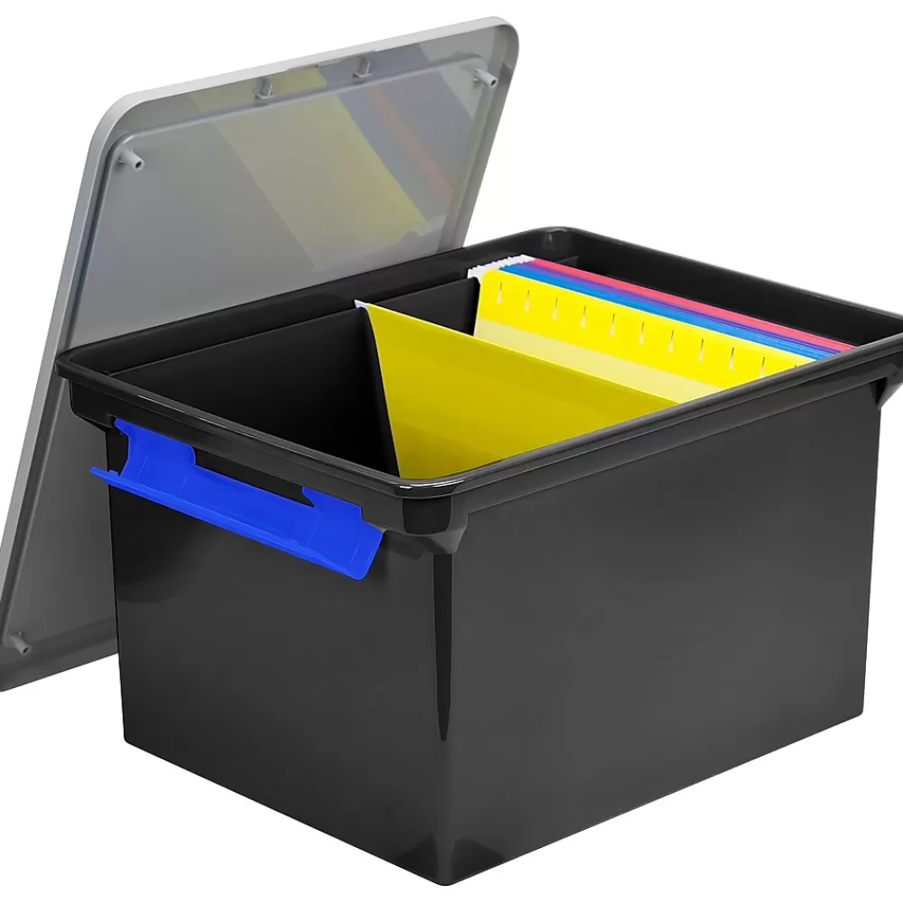 Storex File Storage<Letter/Legal Portable File Tote Storage Box With Locking Handle, Letter/Legal Size, Black (STX61543U01C)