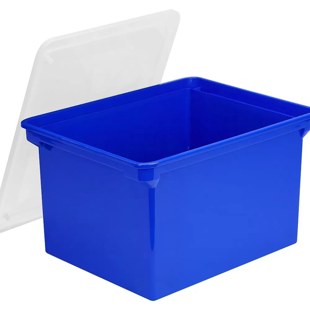 Storex File Storage<Plastic Locking File Tote, Letter/Legal, Blue (STX61554U01C)