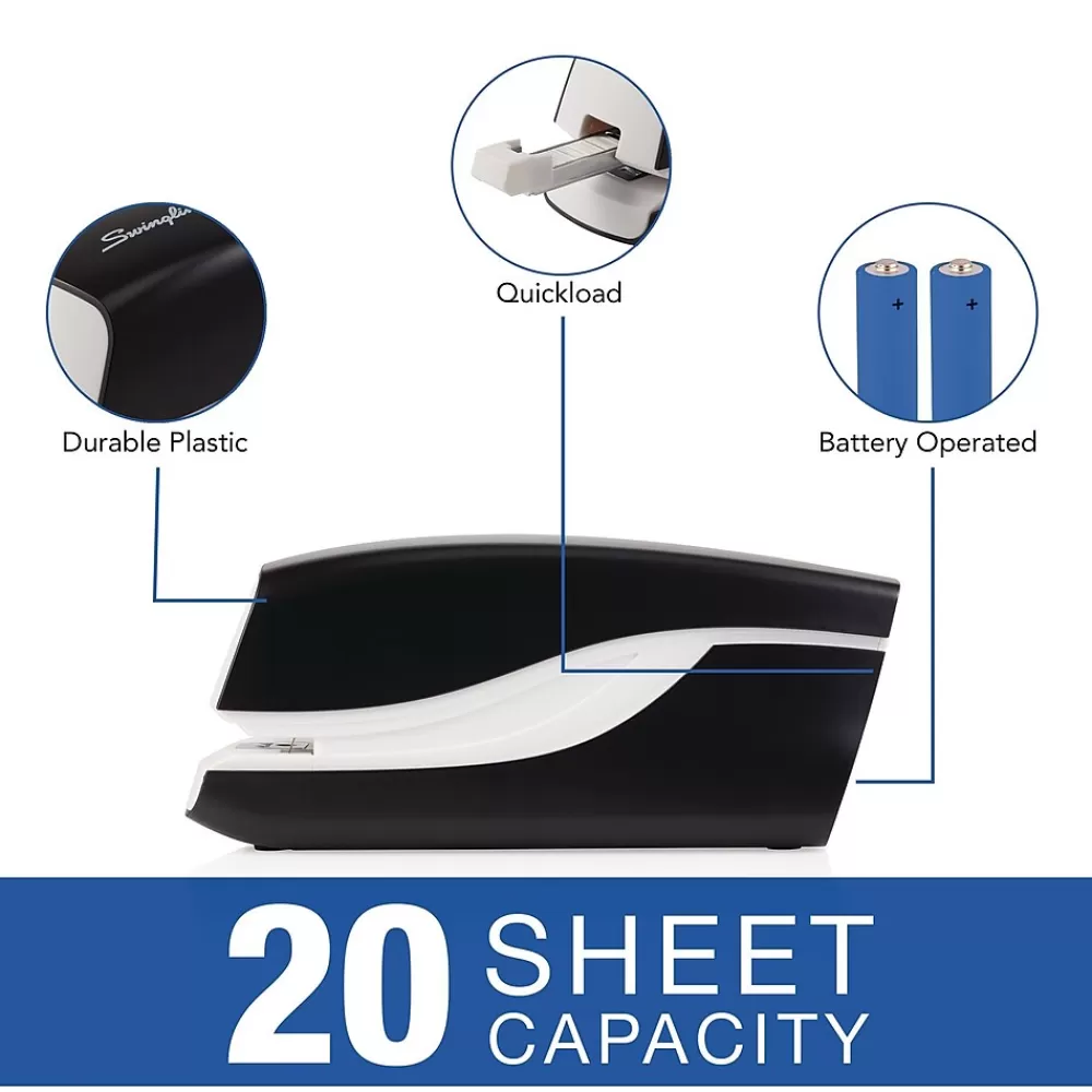 Swingline Staplers<Breeze Stapler, 20 Sheet Capacity, Black/White (42131)