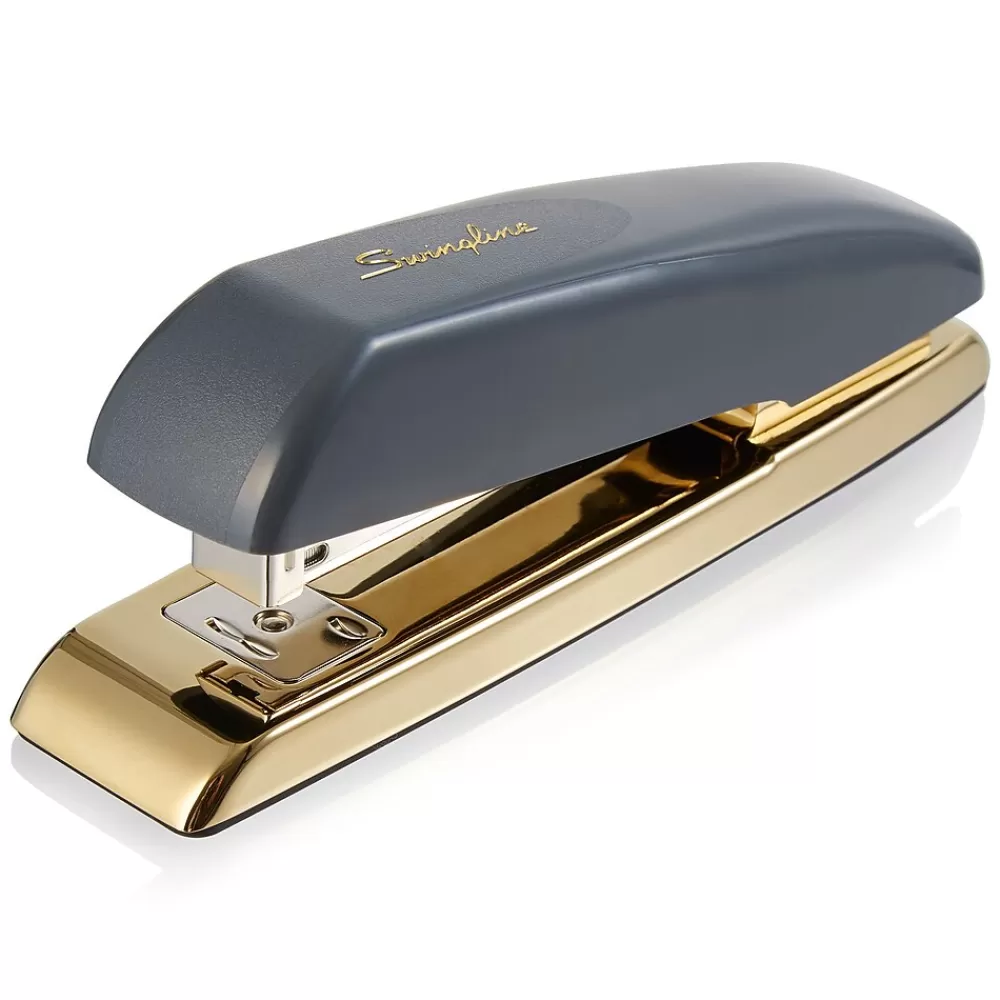 Swingline Staplers<Durable Desktop Stapler, 20-Sheet Capacity, Gray/Gold (64703)