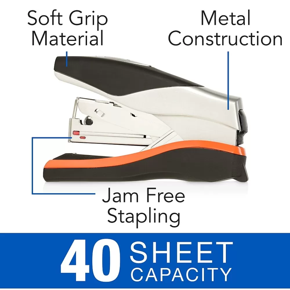 Swingline Staplers<® Optima® Compact Low Force Stapler, 40 Sheet Capacity, Black/Silver (87842)