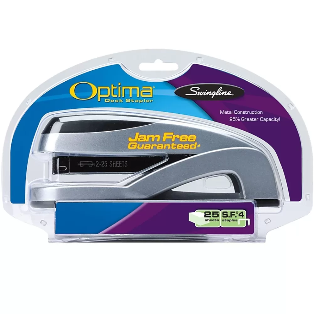 Swingline Staplers<® Optima® Desk Stapler, 25 Sheet Capacity, Silver (87801)