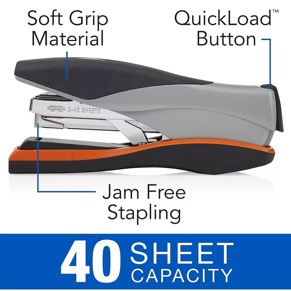 Swingline Staplers<Optima Desk Stapler, 40 Sheet Capacity, Silver/Black (87845)